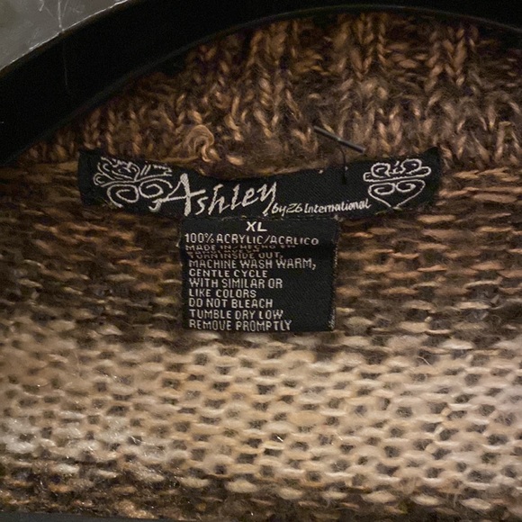 Ashley 26 Open front draping cardigan Sweater Sz XL cozy knit brown striped boho - Picture 2 of 5